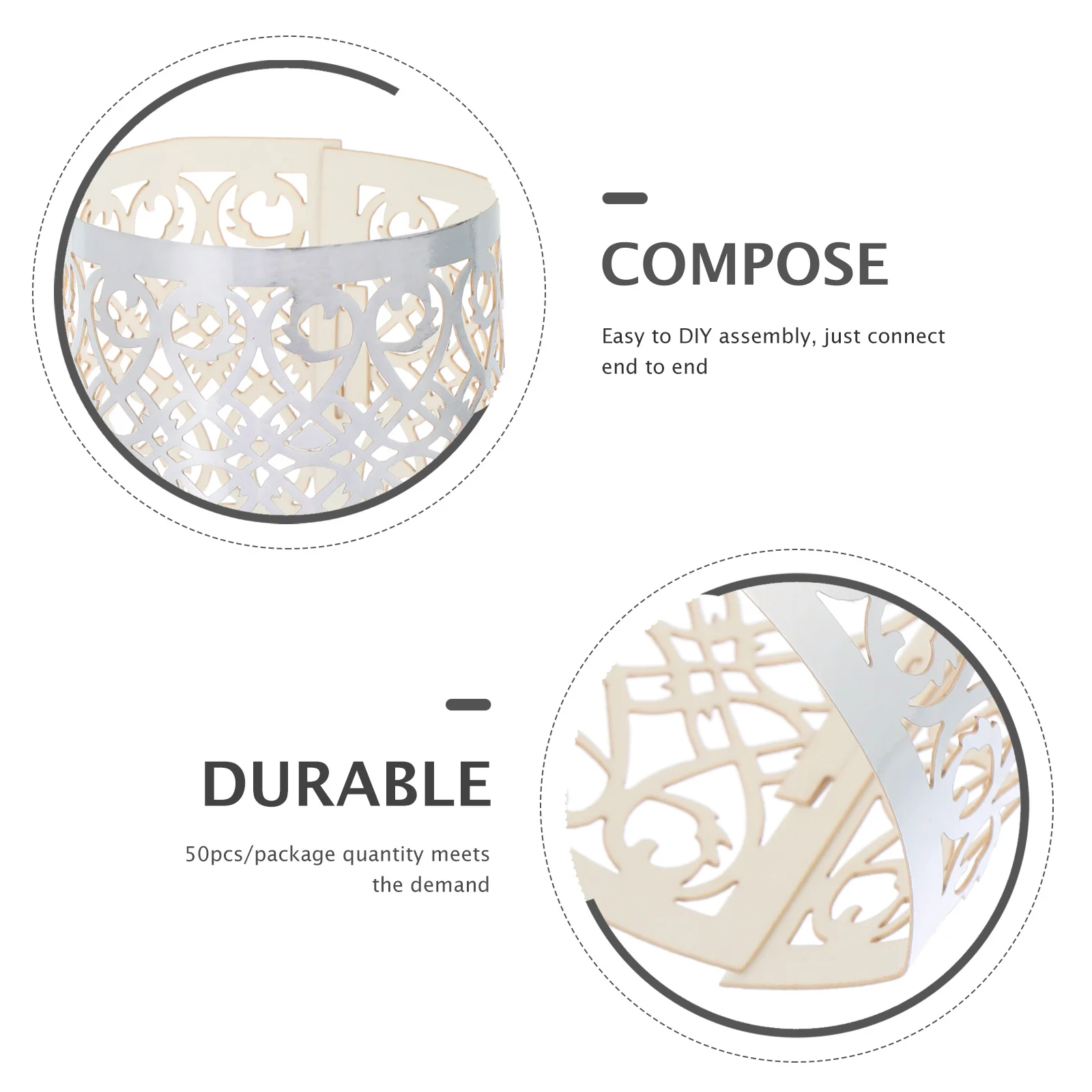 

50Pcs Hollow Silver Paper Lamp Covers Cylindrical Lampshades Decorative Light Shades Holders Party Supplies