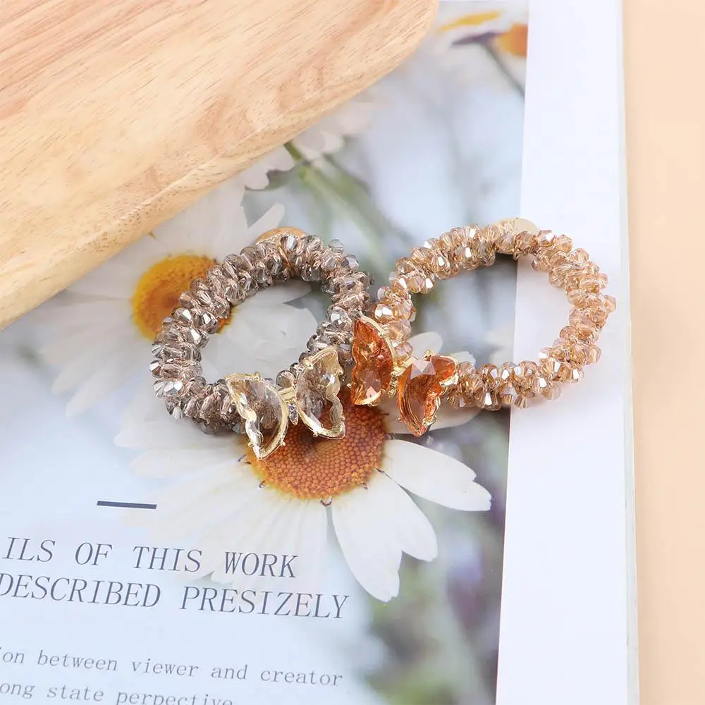 

Women Girls Fashion Headwear Temperament Crystal Beaded Ins Style Elastic Hair Bands Hair Ties Scrunchies Hair Rope