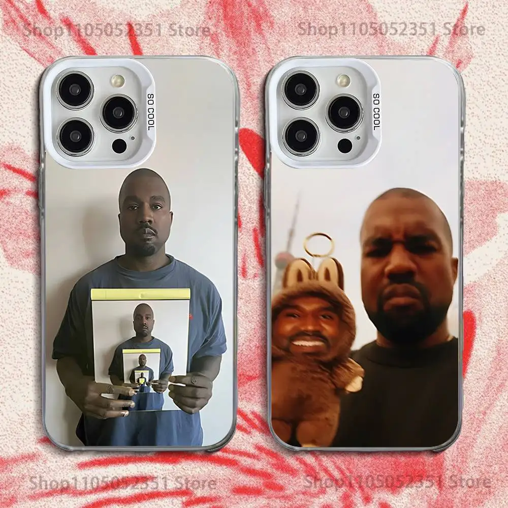 

Funny K-Kanye West Phone Case For iPhone 16,15,14,13,12,11,Pro,XS,Max,Plus,Mini,SE White Candy Matte Shockproof Cover