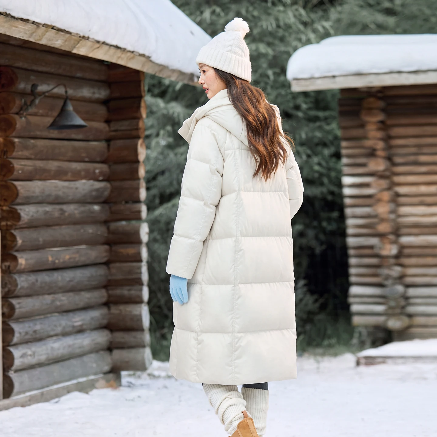 SENTUBILA Winter Long Down Jacket Women 2026 Hooded Stand Collar Zipper Puffer Coat Slim Commuting Warm Outerwear W64YF9106X
