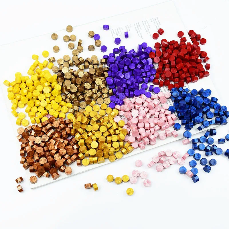 Kép 3: 100pcs Nyolcszög Bélyegzés Padlóbeeresztő gyöngyök tömítő borítékot Apaminta Padlóbeeresztő gyöngyös számára retro esküvői mesterségek dekor Hivatali előd Apaminta rty Gyártás eszközök