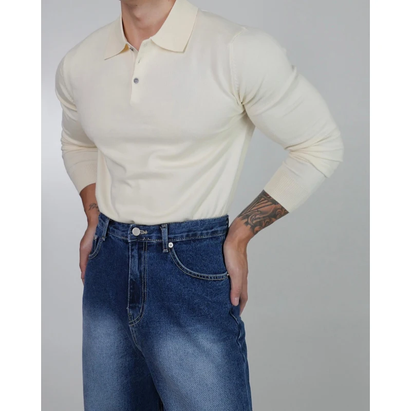 Forze speciali Maglia irt Muscle Uomo High End Slim Lungo Sve T-shirt con colletto Hard Man Paul irt Youth Leisure Fas...