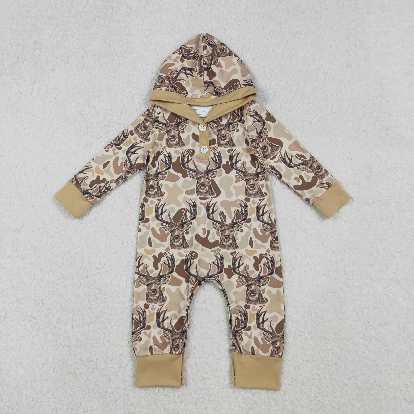 

Wholesale Children Baby Boy Long Sleeve Infant Hoodie Romper Kids Buttons Camo Clothes Toddler Newborn Coverall Deer Bodysuit