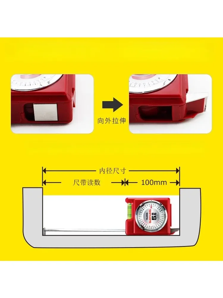 TAJIMA 1101-1650 Metric Tape Measure 5.5m with Level & Angle Gauge Manual Locking Type Tape Width 19mm Multifunctio Measure Tool