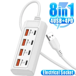 8 in 1 Ports Charger Plug Power Strip Charger Station USB Charging Converter Electrical Socket Plugs Adaptors Extension Sockets