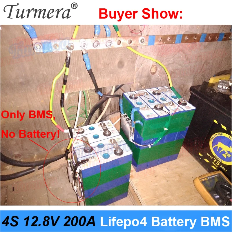 Turmera 4S 12.8V 200A bilans Lifepo4 bateria BMS równowaga chroniona płyta dla 3.2V 100Ah 200Ah 280Ah 310Ah Lifepo4 baterie użyj