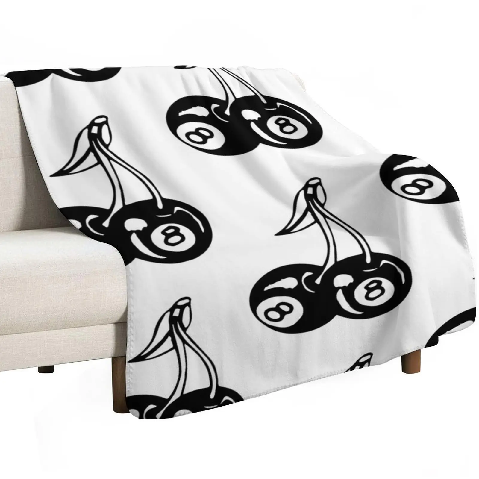 

Aesthetic 8-Ball Cherries Throw Blanket Retros decorative cosplay anime Blankets