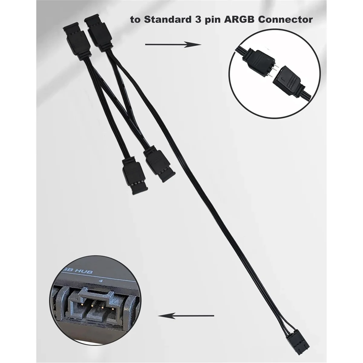 AAAE 1 to 4 ARGB Splitter Extension Cable Connect to 5V 3-Pin ARGB for Commander Core and ICUE Commander CORE XT