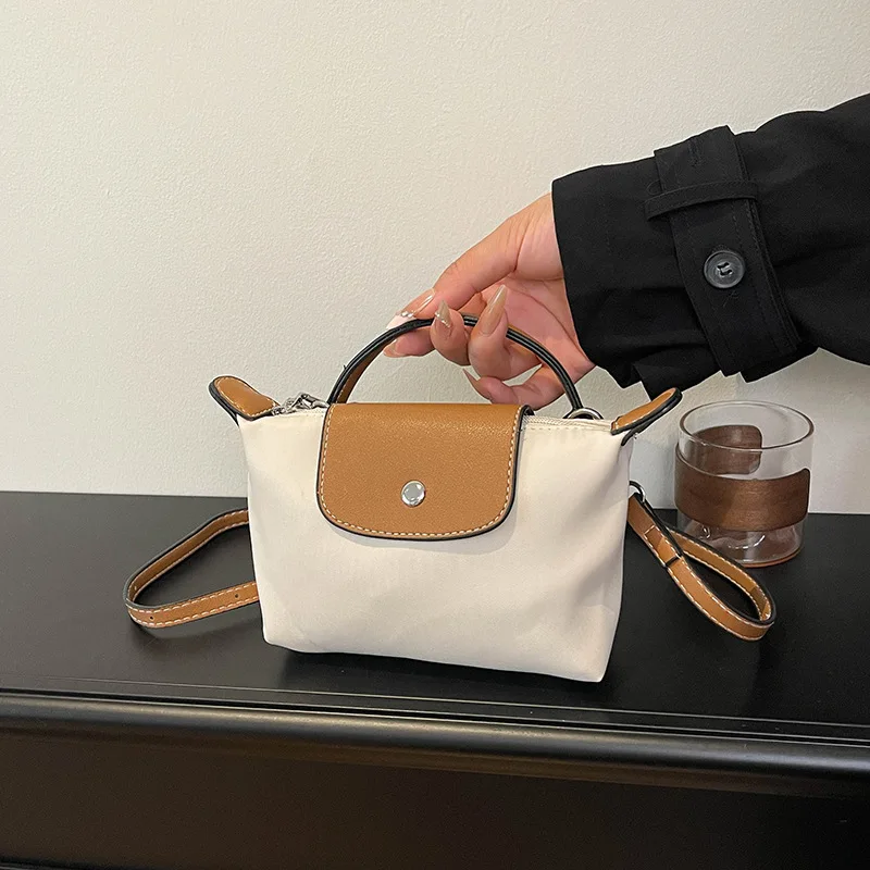 

​2025 Trendy Color-Block Bucket Bag for Women Adjustable Crossbody Strap Fashion Phone Purse Soft Nylon Daily Use Casual Chic​