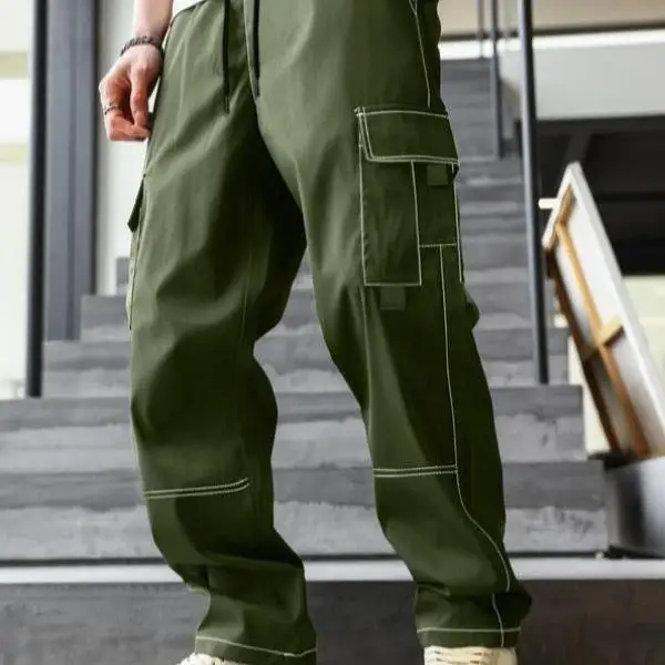 

Men's Casual Pants High Waist Straight Leg ket Design Color Cross-Border New Sle Comfortable Fit Faionable