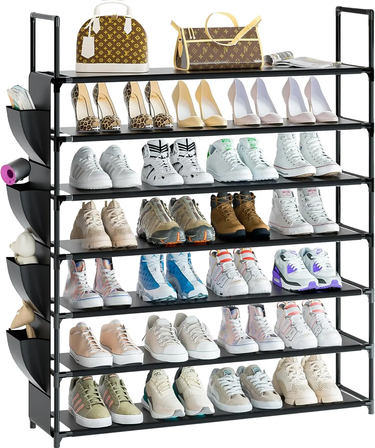 

Large capacity 7-layer shoe rack, black, can hold 28-35 pairs of shoes, ultra-simple style, waterproof and durable