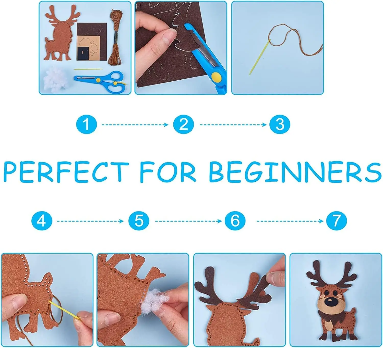 Dinosaurier Nähen Bastelset DIY Kinder Basteln Nähen Set Pädagogische Anfänger Nähen Gefüllte Weihnachten Nähen Bastelset Filz Ornamente – Detail 30