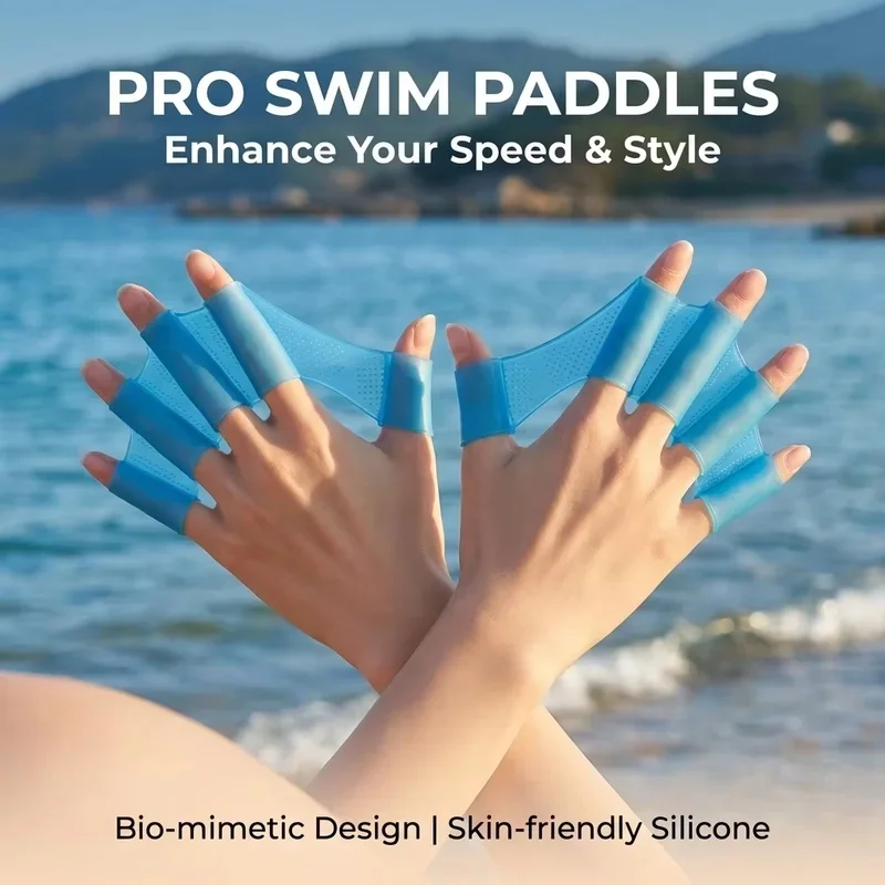 1 Pair Fun Silicone Swim Fins Hand Webbed Gloves Paddles Pro Training Swim Gear for Adults Men Women Kids Pool Water Sports Gift