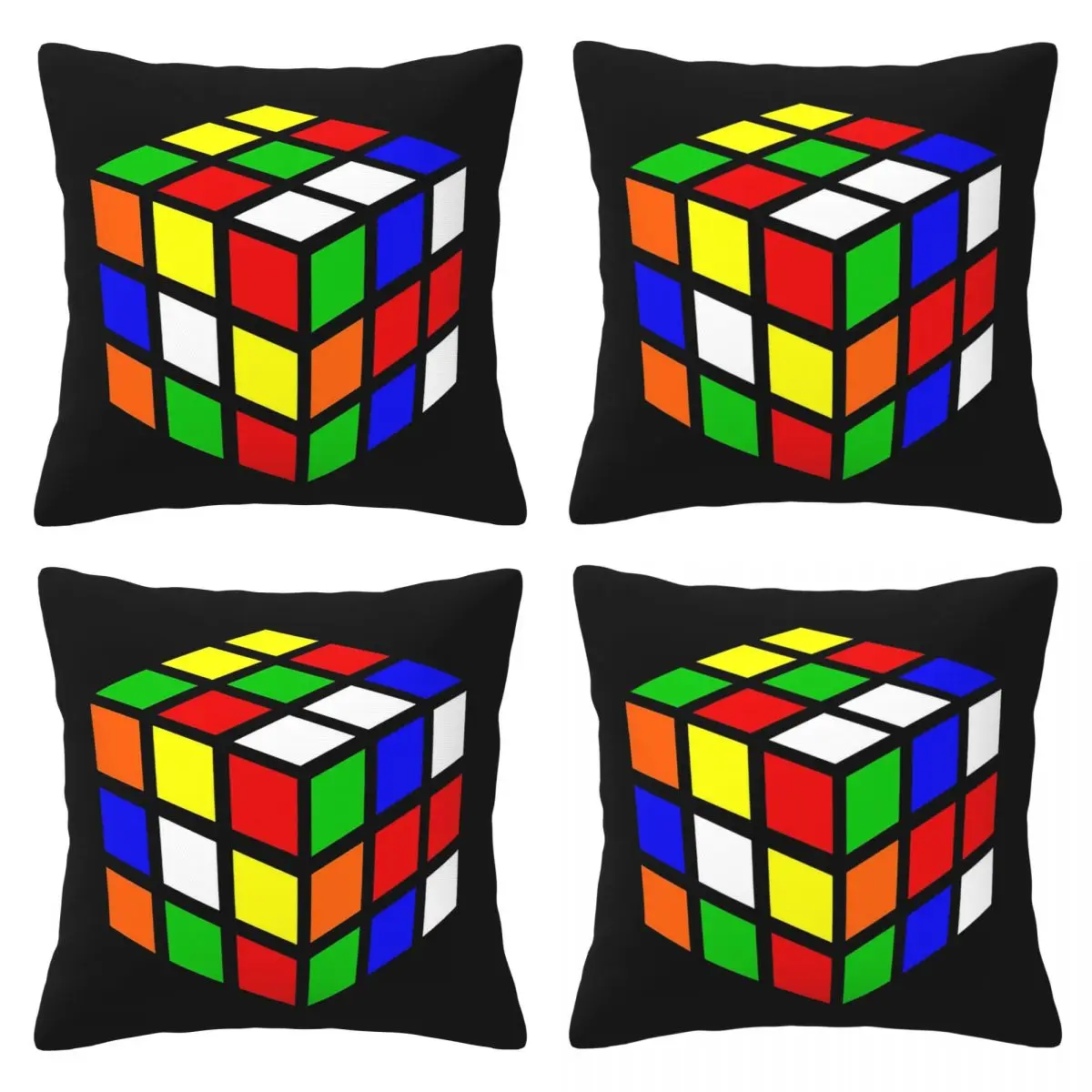 Magic Cube 4pcs Square Pillowcase Cushion Cover Comfort Pillow Case Throw Pillow Cover for Home Sofa Living Room