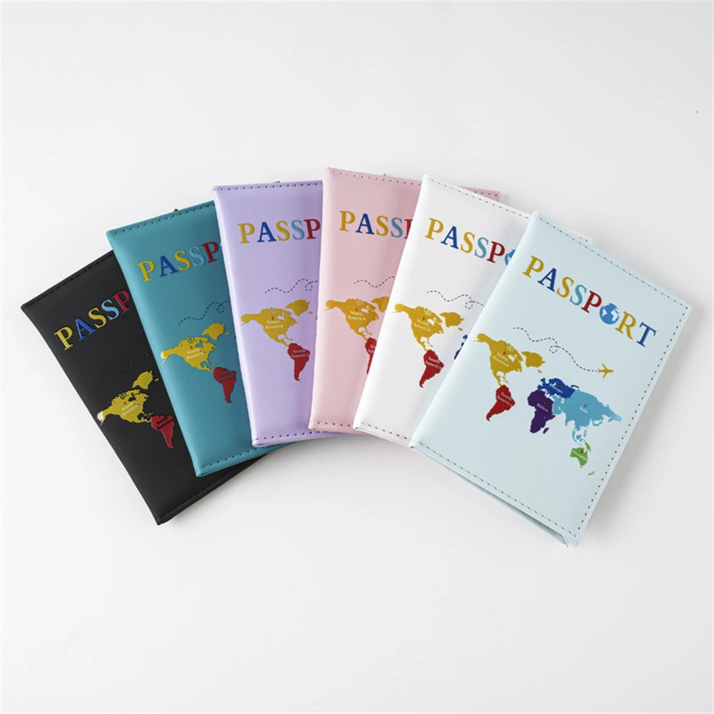 10Pcs Color Letter Map Printed Passport Holder Passport Cover Ticket Clip Passport Wallet Travel Wallet ID Card Holder Unisex