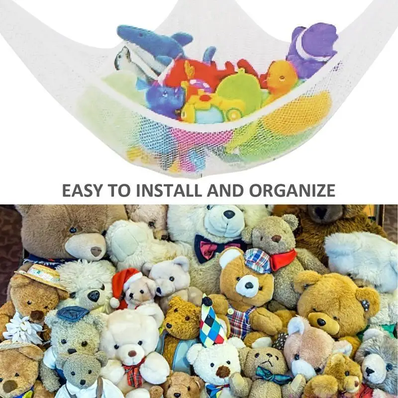 Mesh Net Toy Hammock Corner Stuffed Animals Kids Baby Hanging Storage 2 Sizes