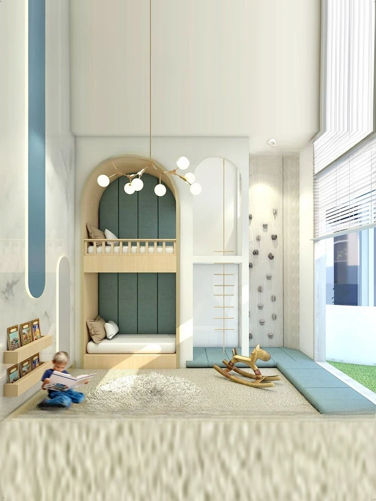 Creative children's bed Indoor playhouse Family bunk b ed Wooden bunk be d