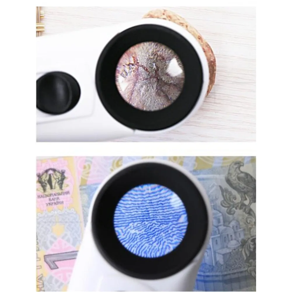 40X Magnification Handheld Magnifier Two LED Lights HD Lens Identification Mirror Bright Inspection Mirror