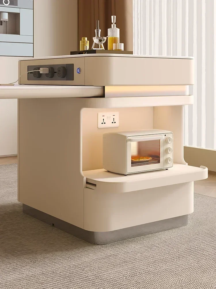 

Open Kitchen High-End Affordable Luxury Stone Plate Kitchen Island Dining Table Tea Table Integrated