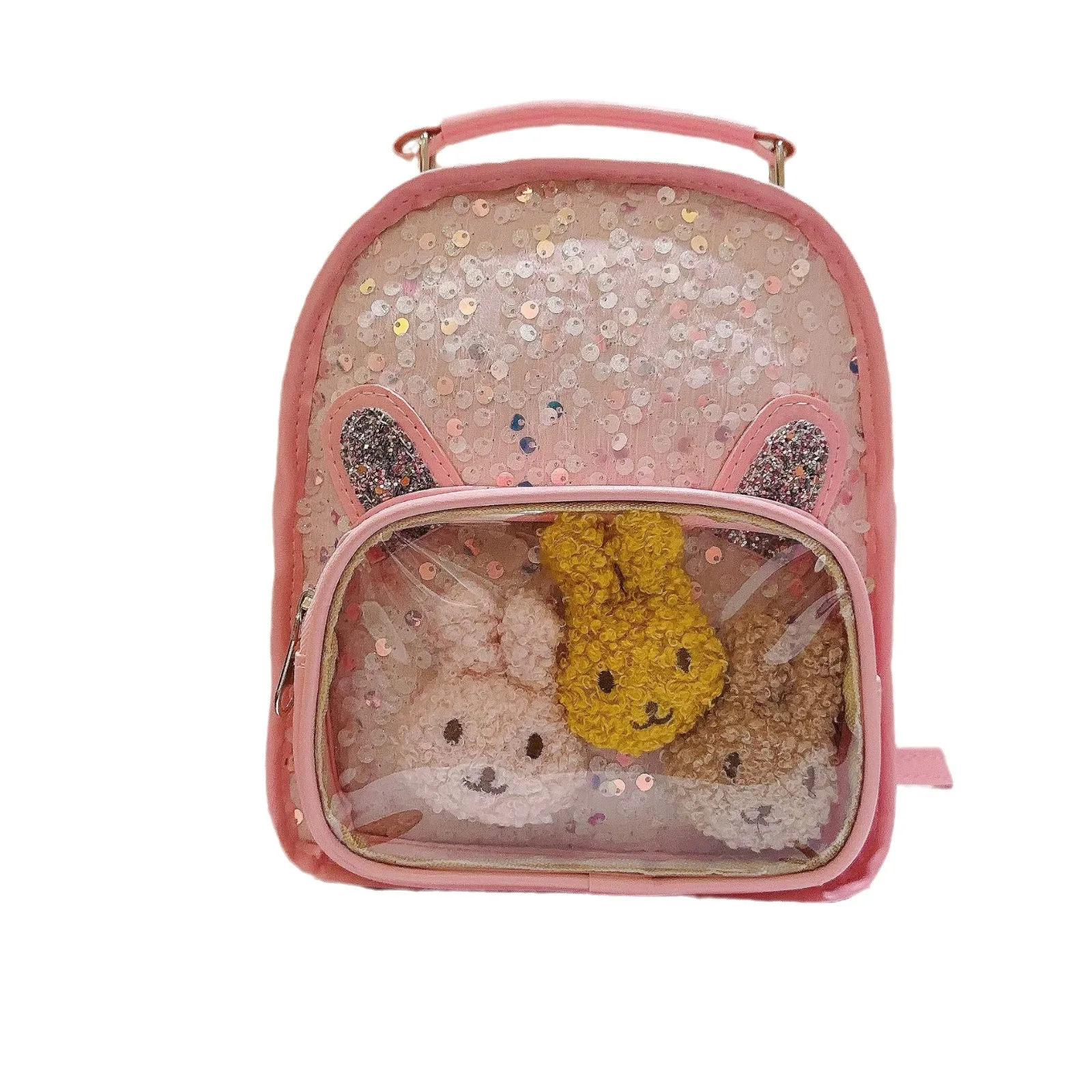 New Sequined Children\'s Backpack Kindergarten Cartoon Cute School Bag Three-dimensional Little Rabbit Girls Travel Backpack