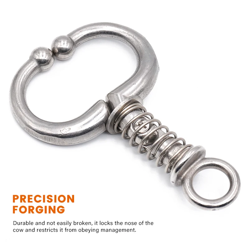 1Pc Livestock Cattle Nose Rings Stainless Steel Cattle Nose Clamp Bull Cow Spring Nose Farm Animal Supplies Cattle Nose Rings