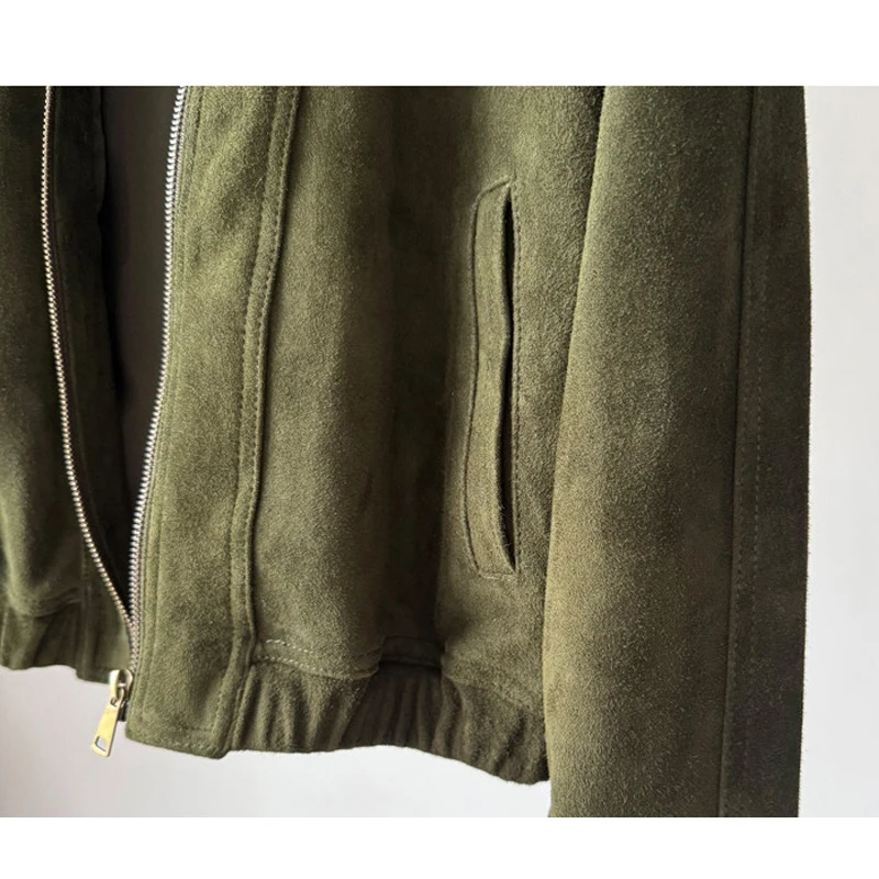 High Luxury Imported Goatskin Jacket Coats for Women 2026 Fashion Stand Collar Zipper Short Motorcycle Real Leather Jacket Tops