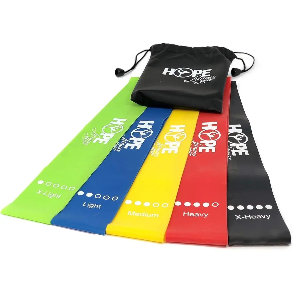 

Resilient Exercise Bands Set - 5 Bands for Booty, Glutes, Legs, and Full-Body Training, with Carry Bag and Guide, Durable and Po