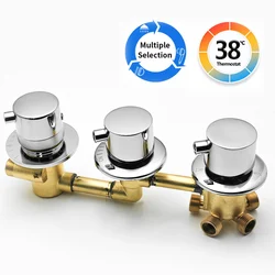Valvola termostatica in ottone per doccia miscelatore colonna doccia valvola deviatrice per bagno doccia vasca 2/3/4/5 uscita 3 manopole integrale