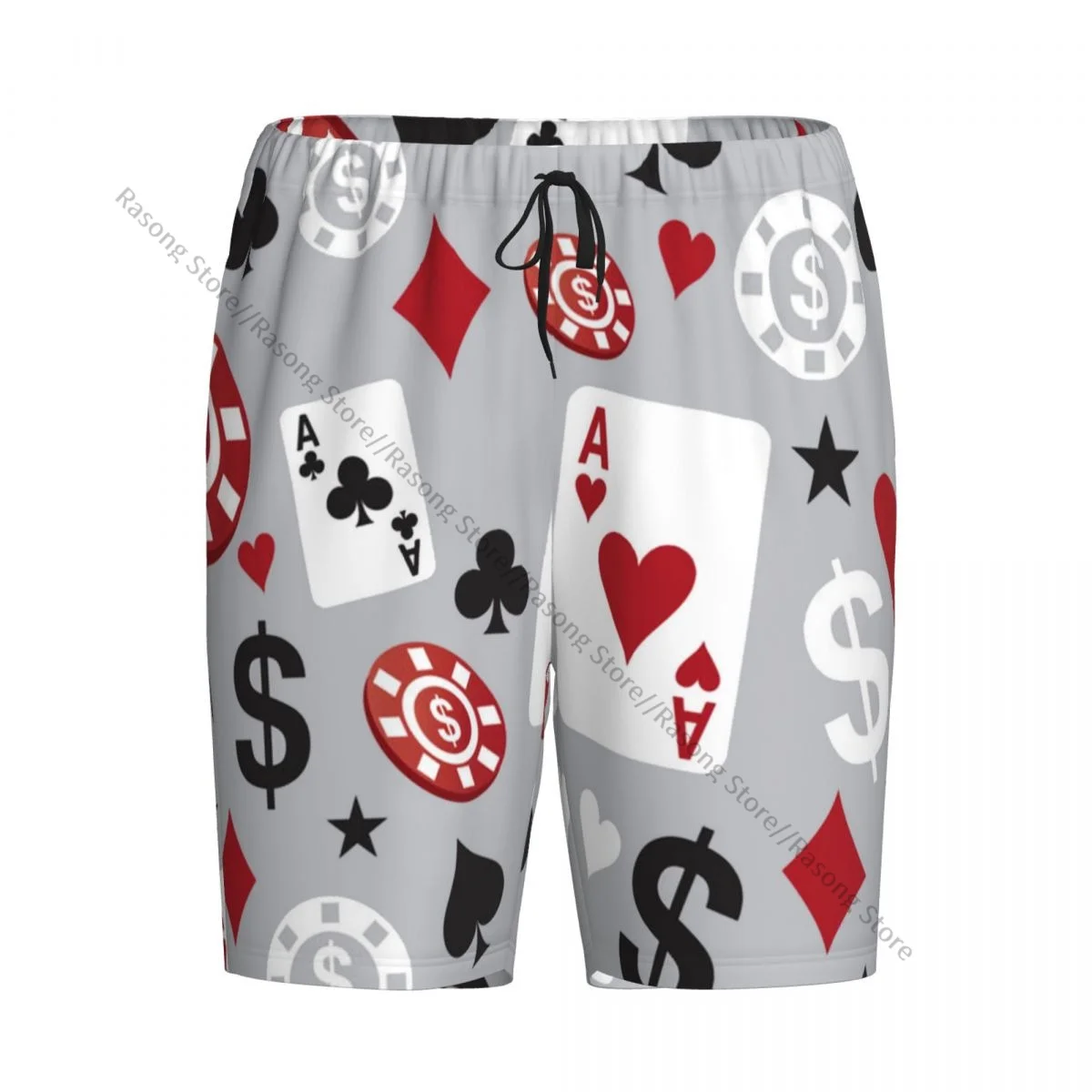 

Summer Shorts Pajamas for Men Poker Pattern Loose Soft Short Pajama Pants