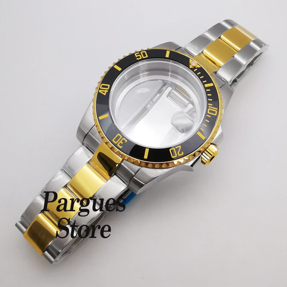 

40mm silver/gold sapphire glass watch case bracelet fit NH35 NH36 Mingzhu DG2813/3804 Miyota8215 ETA2824 PT5000 movement