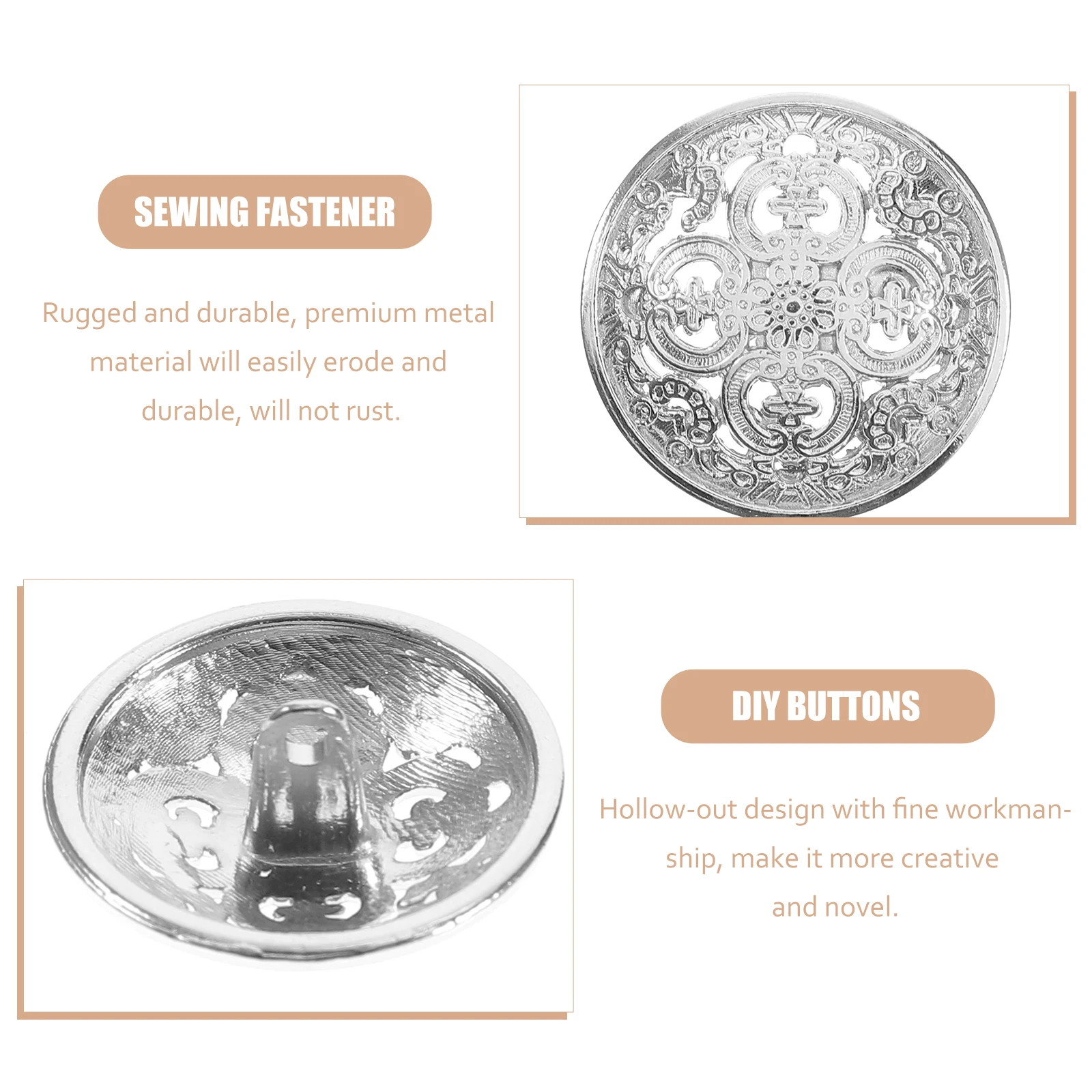 

30Pcs 25Mm Creative Hollow Metal Button Strong Sewing Fastener for Down Jacket Coats T Shirts Bags DIY Use Silver