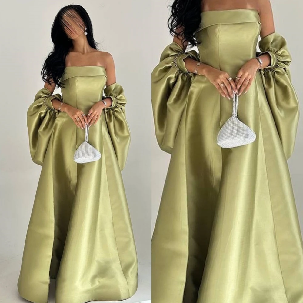Customized Elegant Satin Evening Dress Modern Style Sleeveless Bespoke Occasion Gowns Classic A-Line Strapless Celebrity Gowns