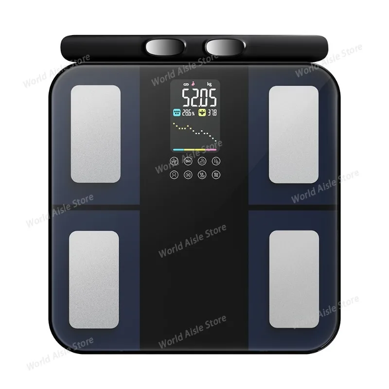 

Стеклянные весы VA-экрана Smart Body Fat Scale с совместимостью через приложение — цифровые весы для ванной комнаты для веса и метрики здоровья 13+