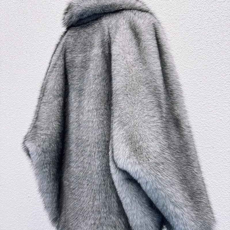 2025 casaco de pele sintética de grandes dimensões feminino gola virada para baixo estilo vintage derrubado pele sintética engrossado inverno quente sólido outwear topos