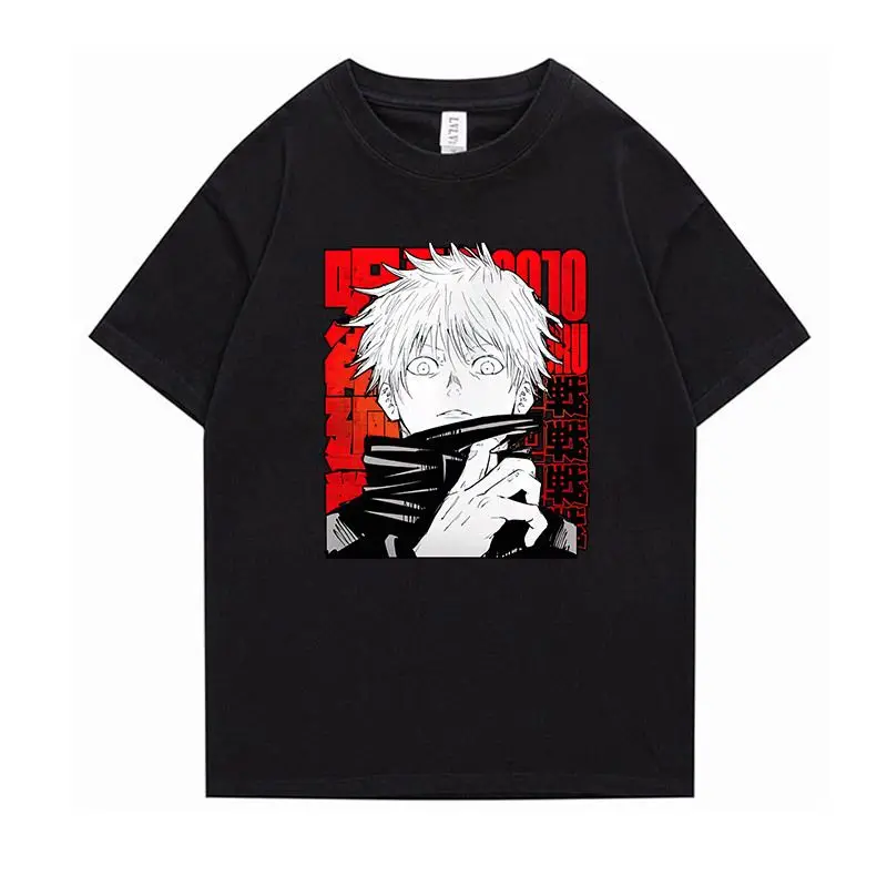 

Men Women Clothes Spell Back To Fight Gojo Satoru Anime Short-sleeved T-shirt Graphic Short Sleeve Shirt Unisex Cotton Tee