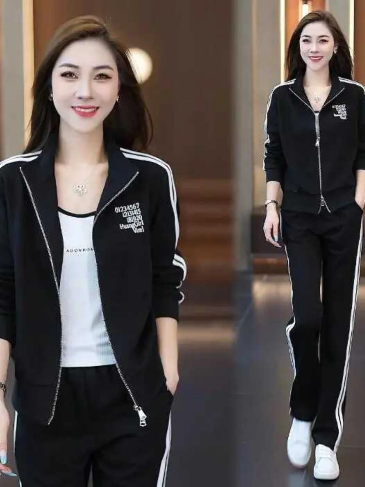 

Корейский повседневный женский комплект из футболки и кардигана: модная спортивная одежда, антивозрастная одежда для мам, легкий кардиган на осень-зиму...