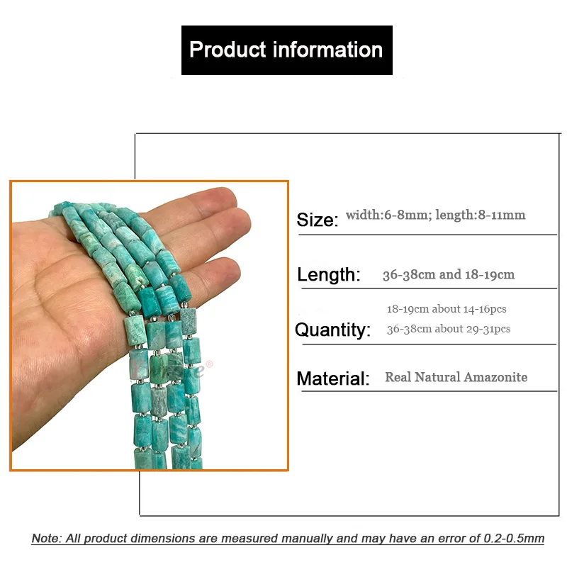 Natural Gemstone Real Amazonite Faceted Cylinder Loose Stone Beads For Jewelry Making DIY Bracelet Earrings Handmade Accessories