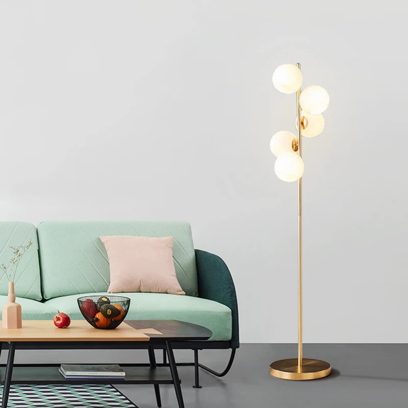 Nordic Simple LED Floor Lamps Glass Ball Standing Lamps Gold Light Living Room Bedroom Creative Art Home Decor Lighting Fixtures