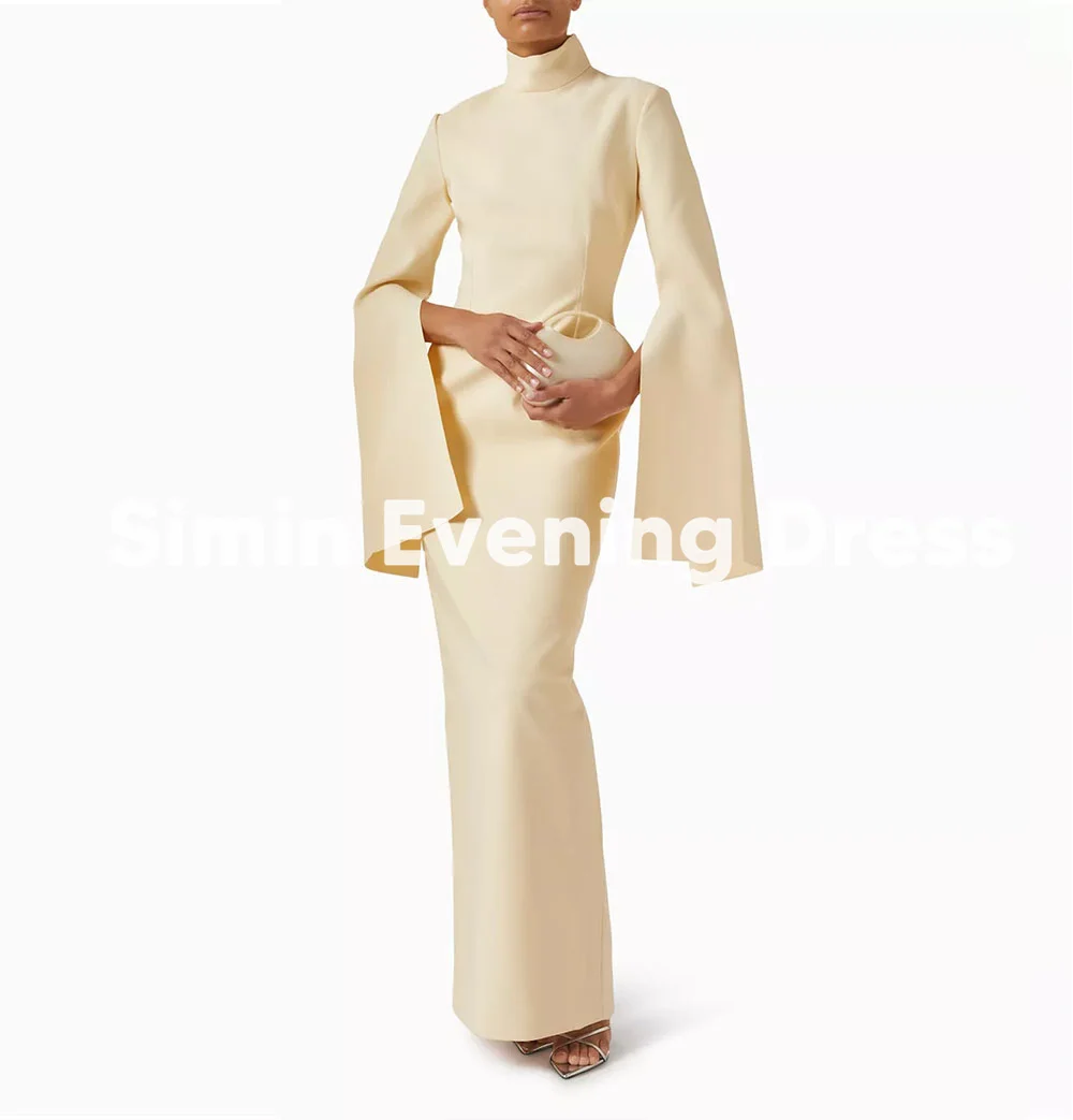

Simin Women's Customized Sparkly High-neck Straigh Evening Dresses With Long Sleeves Floor-Length Elegant Party Dresses 2025