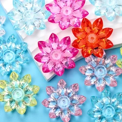 31mm DIY Jewelry Accessories Transparent 5Pcs Lotus Bracelet Necklace Earrings Acrylic Crystal Loose Beads Jewelry Keychain