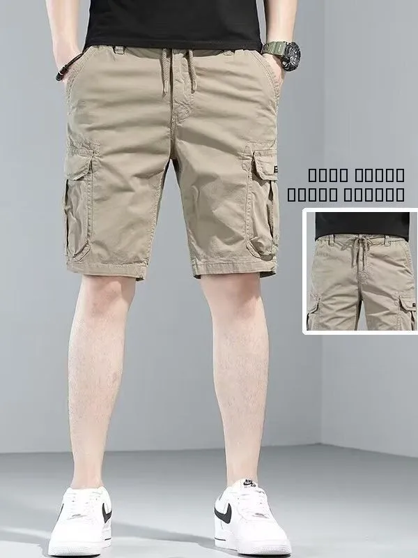 

Ретро-японские рабочие брюки для мужчин, летние, модные, брендовые, с множеством карманов, из чистого хлопка, свободного кроя, спортивные, повседневные, длиной до колена.