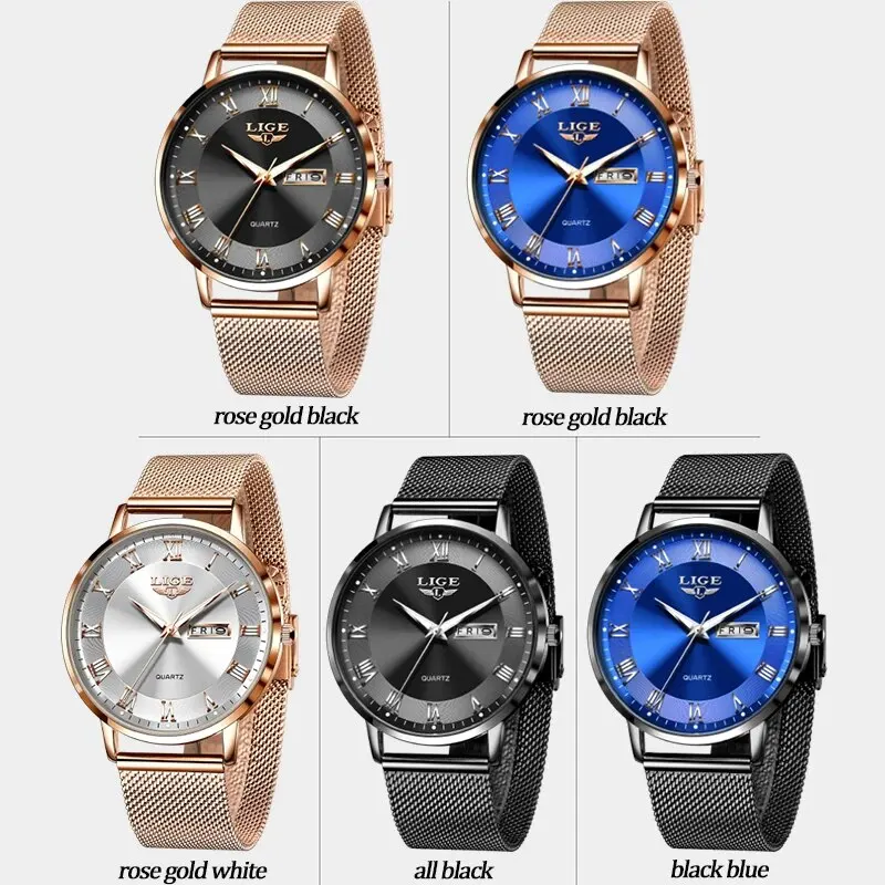 LIGE 2024 New Watch Women Luxury Watches Ladies Creative Steel Women\'s Bracelet Watches Female Waterproof Clock Relogio Feminino