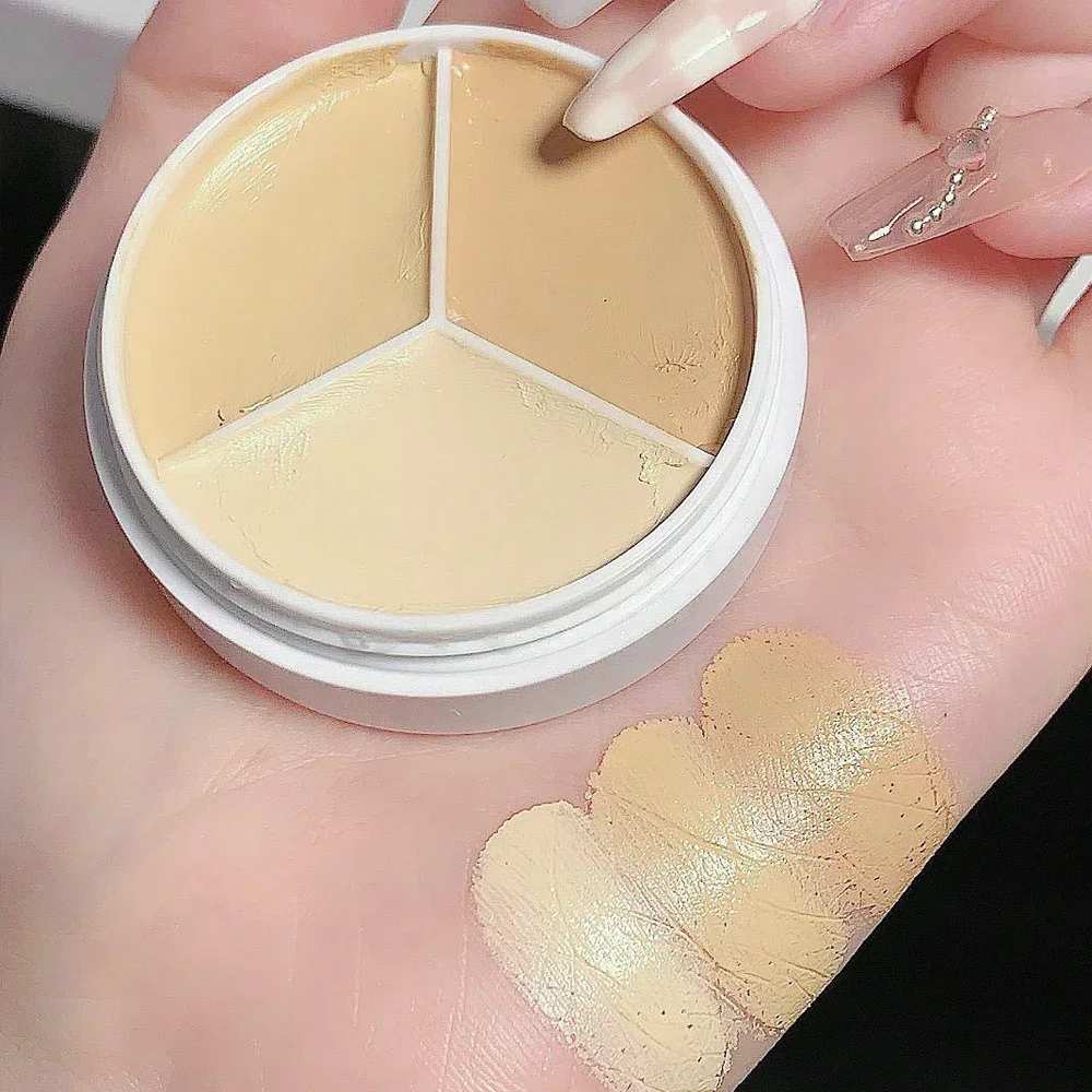 Vochtinbrengende Crème Concealer Palet Met Borstel Crème Textuur Bedekt Acne Markeert Donkere Kringen Multifunctionele Gezicht Make-Up Porie Foundation