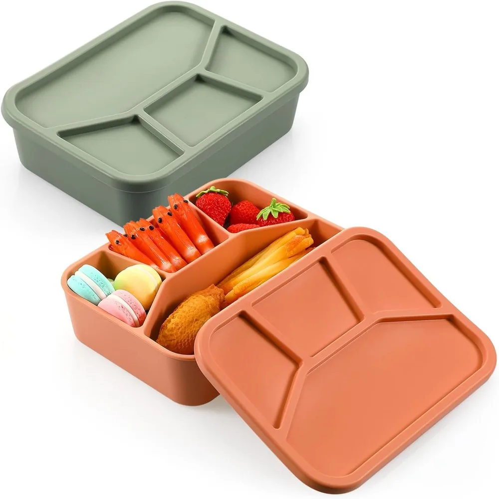 

4 Compartment Silicone Lunch Box Japanese Style Microwave Safe Food Container Leakproof High temperature resistant