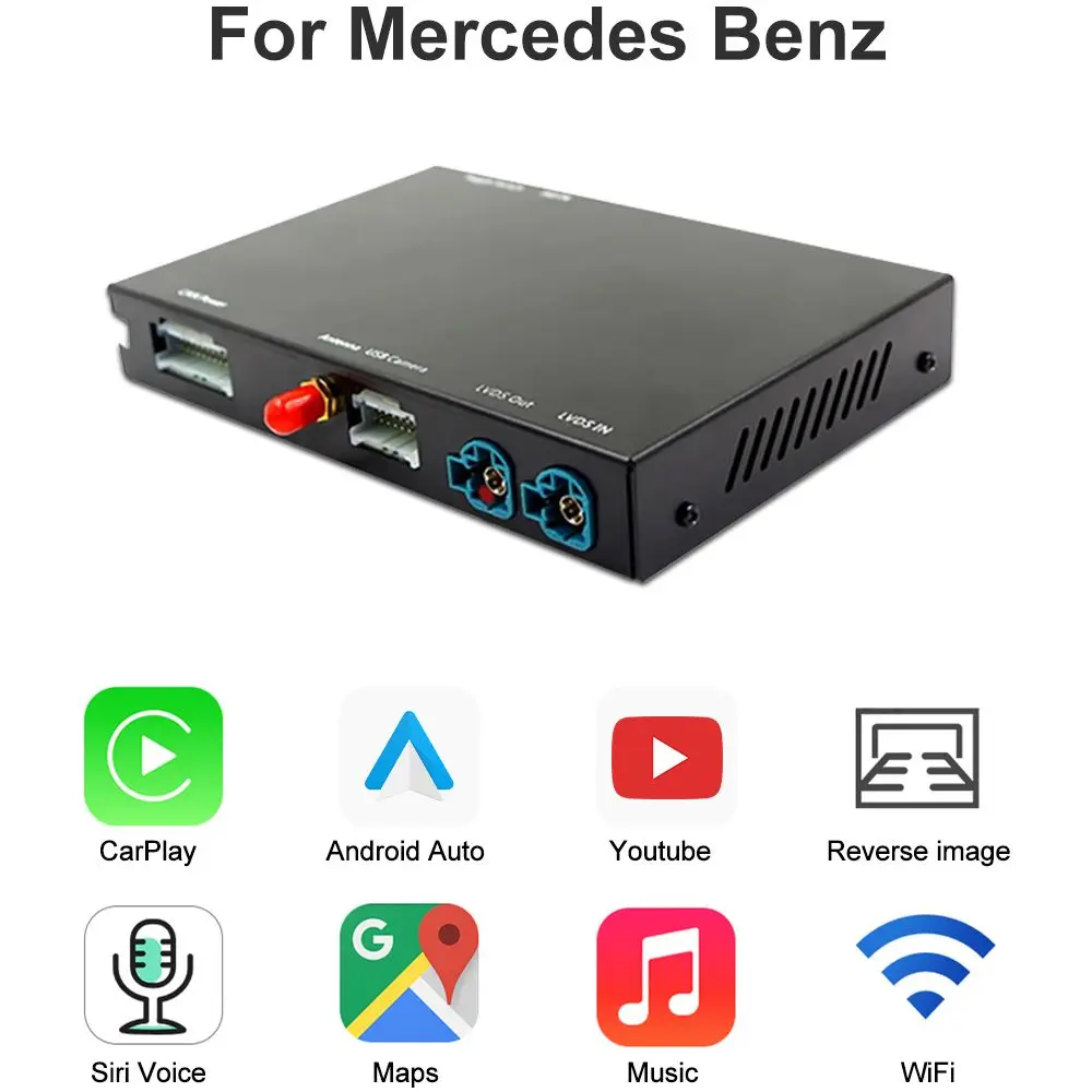 Wireless Carplay Retrofit Kit Decoder for Mercedes Benz NTG5.0 C GLC CLA GLA Class W205 2015-2018Year Android Auto Youtube Radio