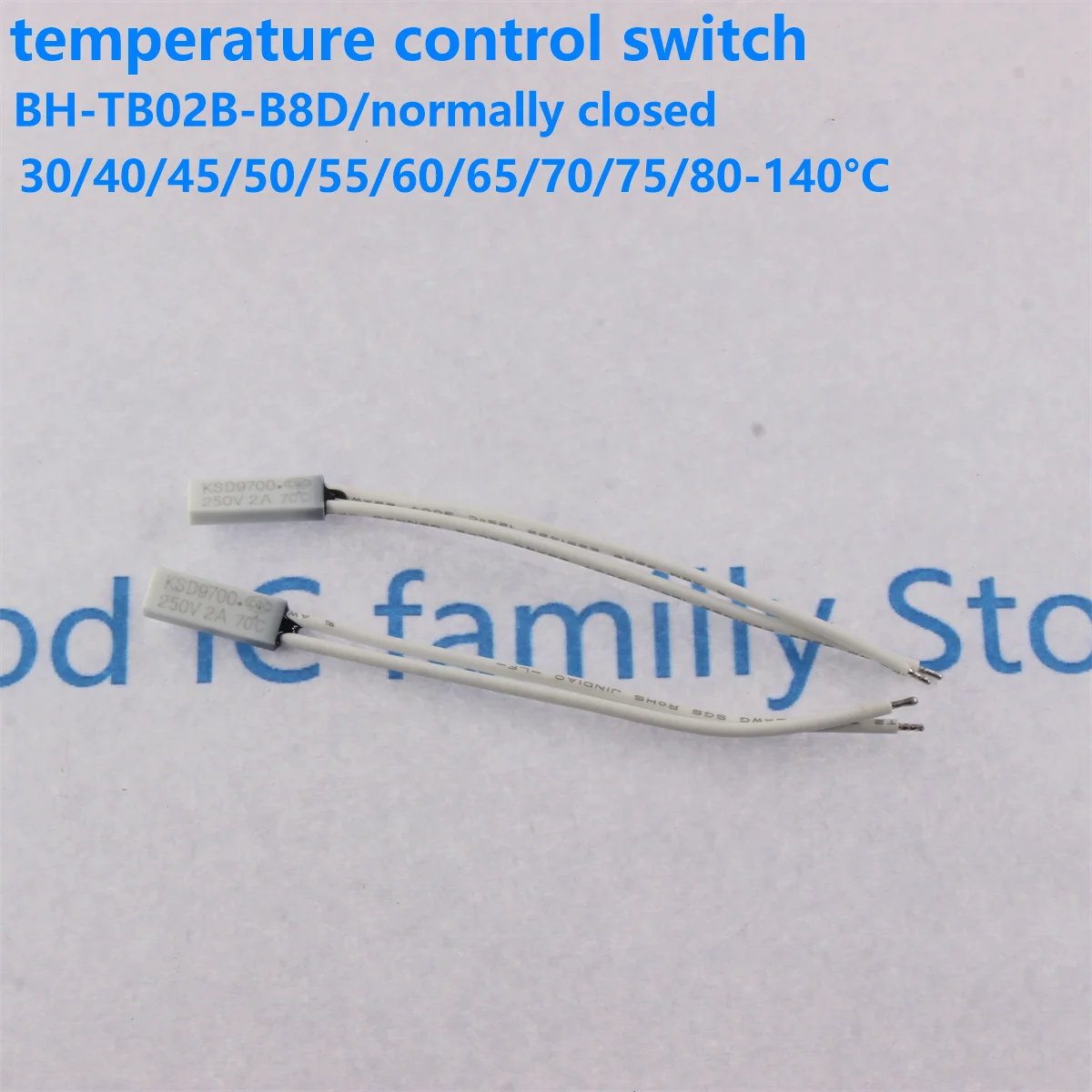 TB02 KSD9700 250V2A Plastic Fuses Bimetal Disc small Temperature Switch NC close Thermostat Thermal Protector 45C-150C75C Degree