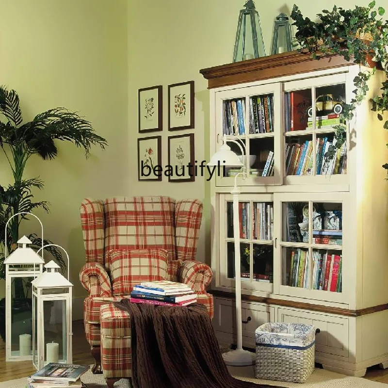 American-Style Simple Solid Wood Single Free Combination Rocky Mountain Bookcase with Door European-Style Furniture