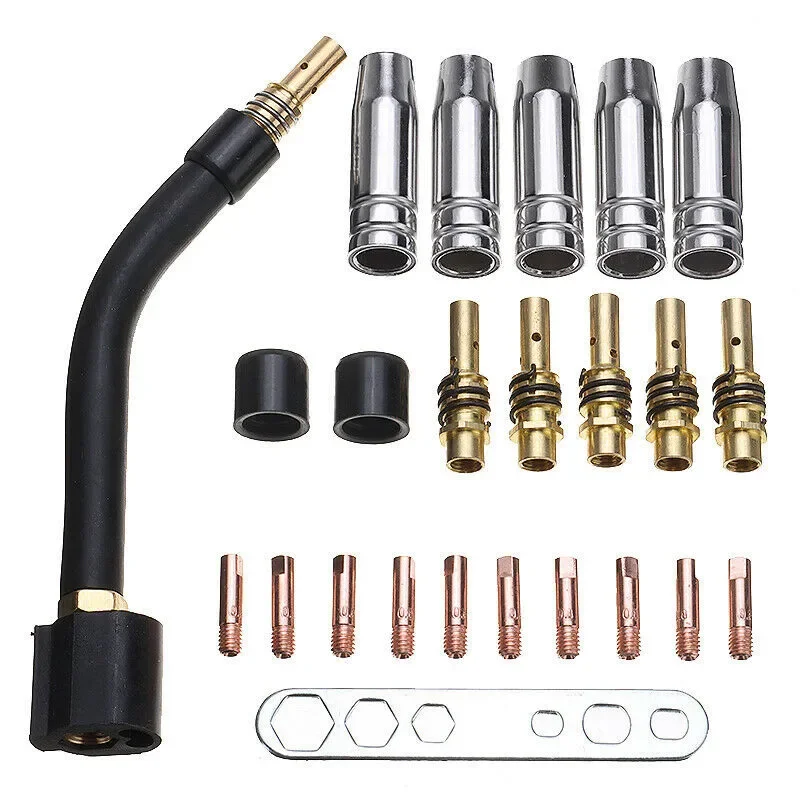 24 PCS 15AK MIG/MAG M6 0.8 Welding Torch Contact Tip Holder Gas Nozzle Wear Parts For Welding Equipment Accessories