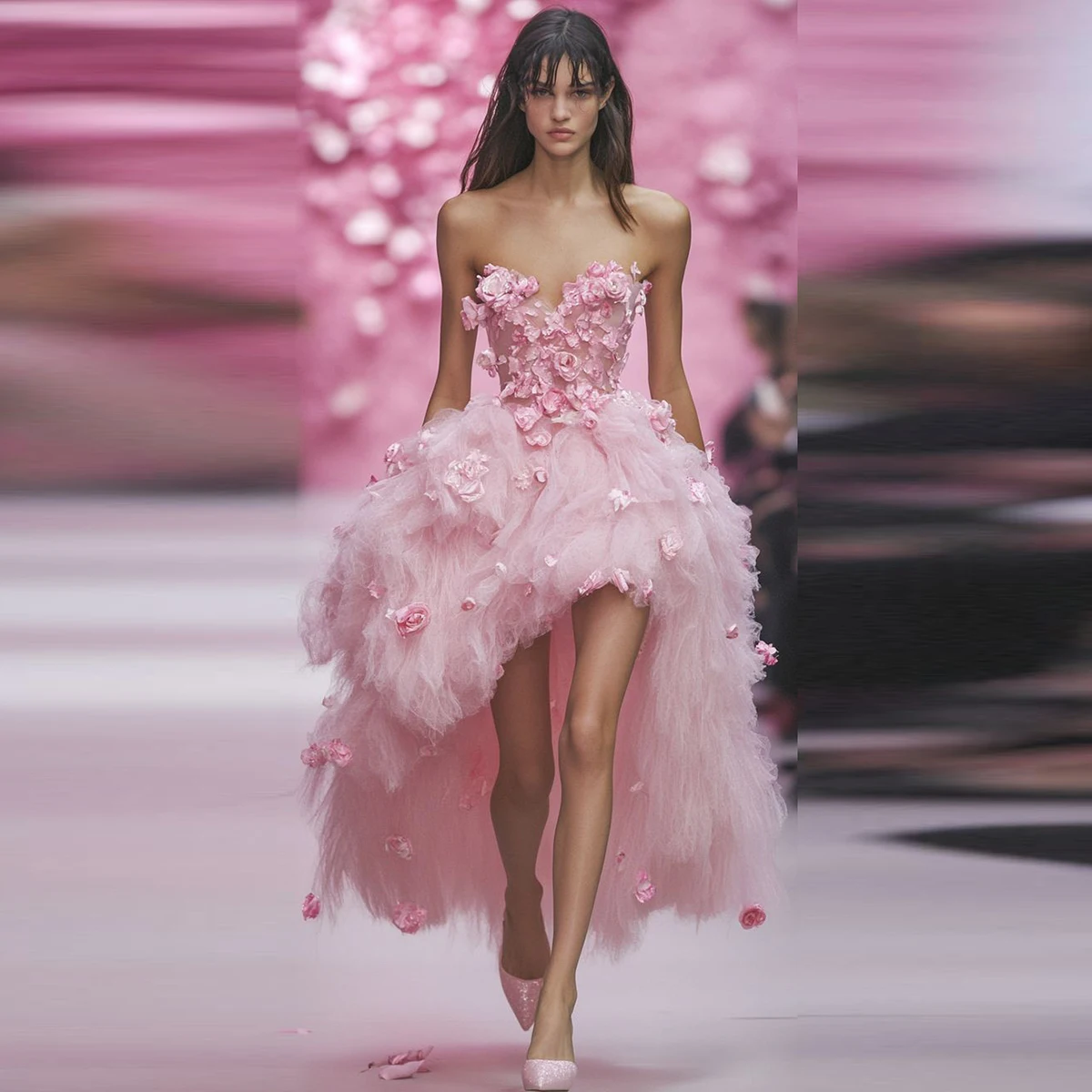 Girls Pink 3D Flowe… - image