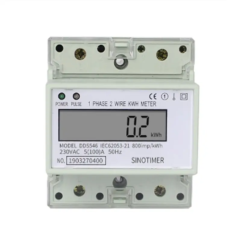 ABWZ-1 Piece Electric Single Phase Two Wire Energy Meter Kwh Counter 100A Consumption Analog Electricity Wattmeter (B)